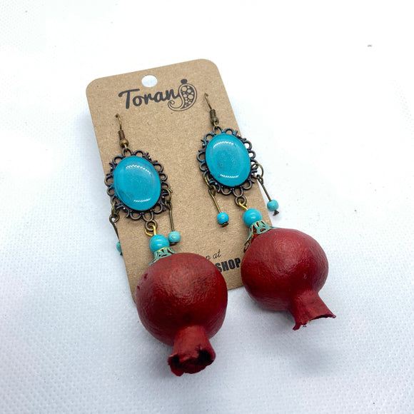 Real Pomegranate Earings ||