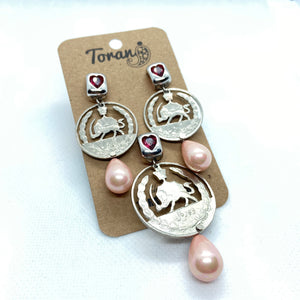 Cut Out Coin Jewelry Set with Pearl
