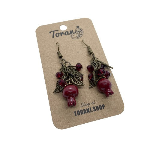 Pomegranate Earings with leaves