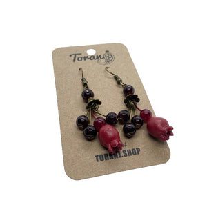 Pomegranate Earings with Beads